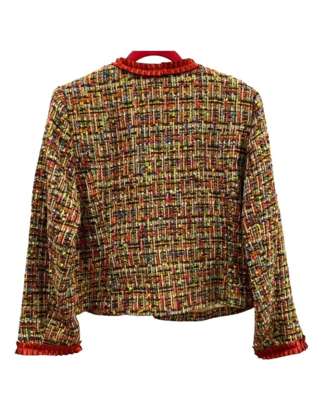 Michael Simon Tweed Blazer PL Brown Orange Colorful Business Casual Career Chic